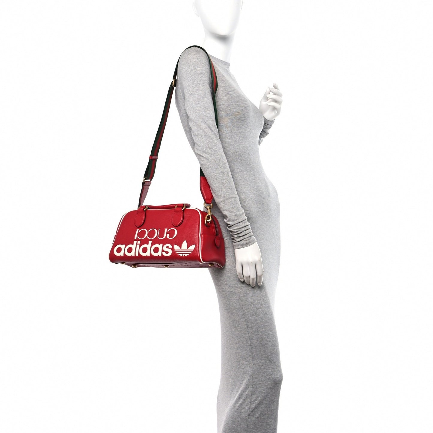 Gucci x Adidas Red Leather Duffel Bag