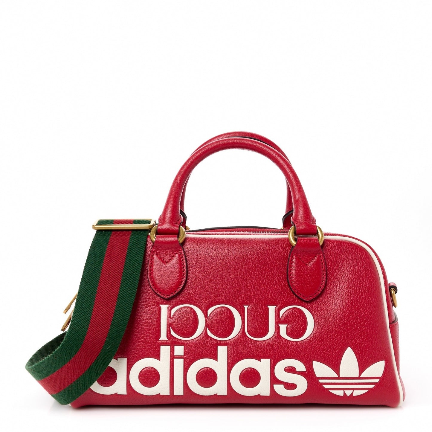 Gucci x Adidas Red Leather Duffel Bag