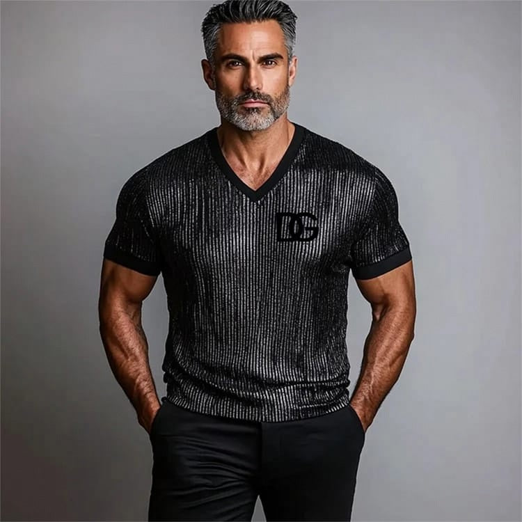 Dolce & Gabbana V-Neck Ribbed Knit Shirt