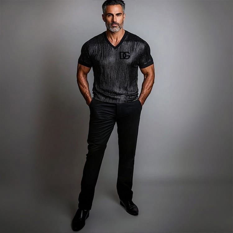 Dolce & Gabbana V-Neck Ribbed Knit Shirt