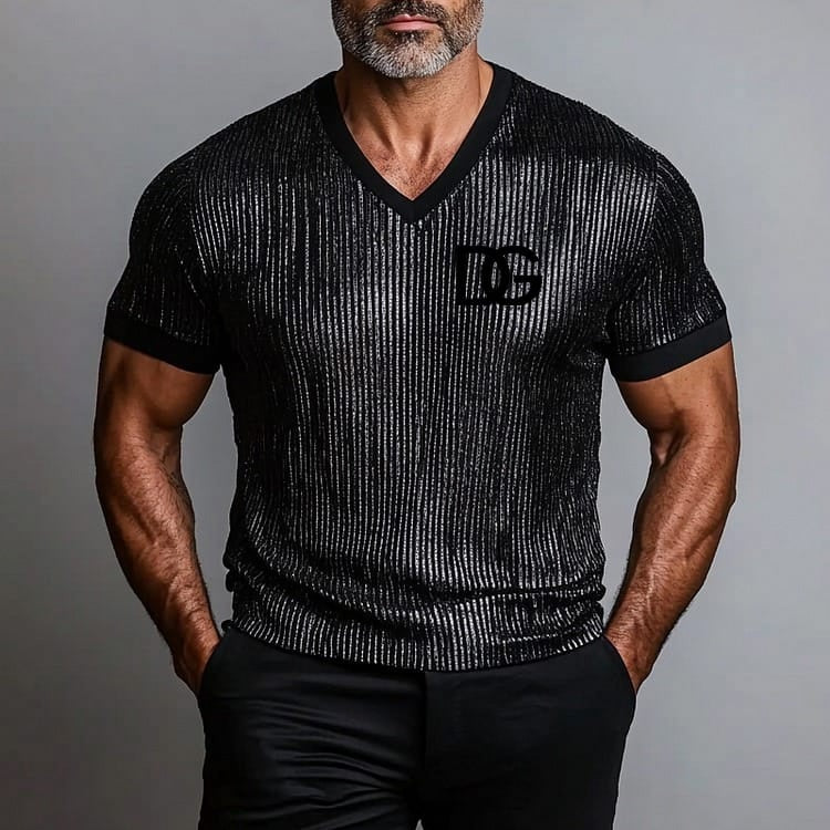 Dolce & Gabbana V-Neck Ribbed Knit Shirt