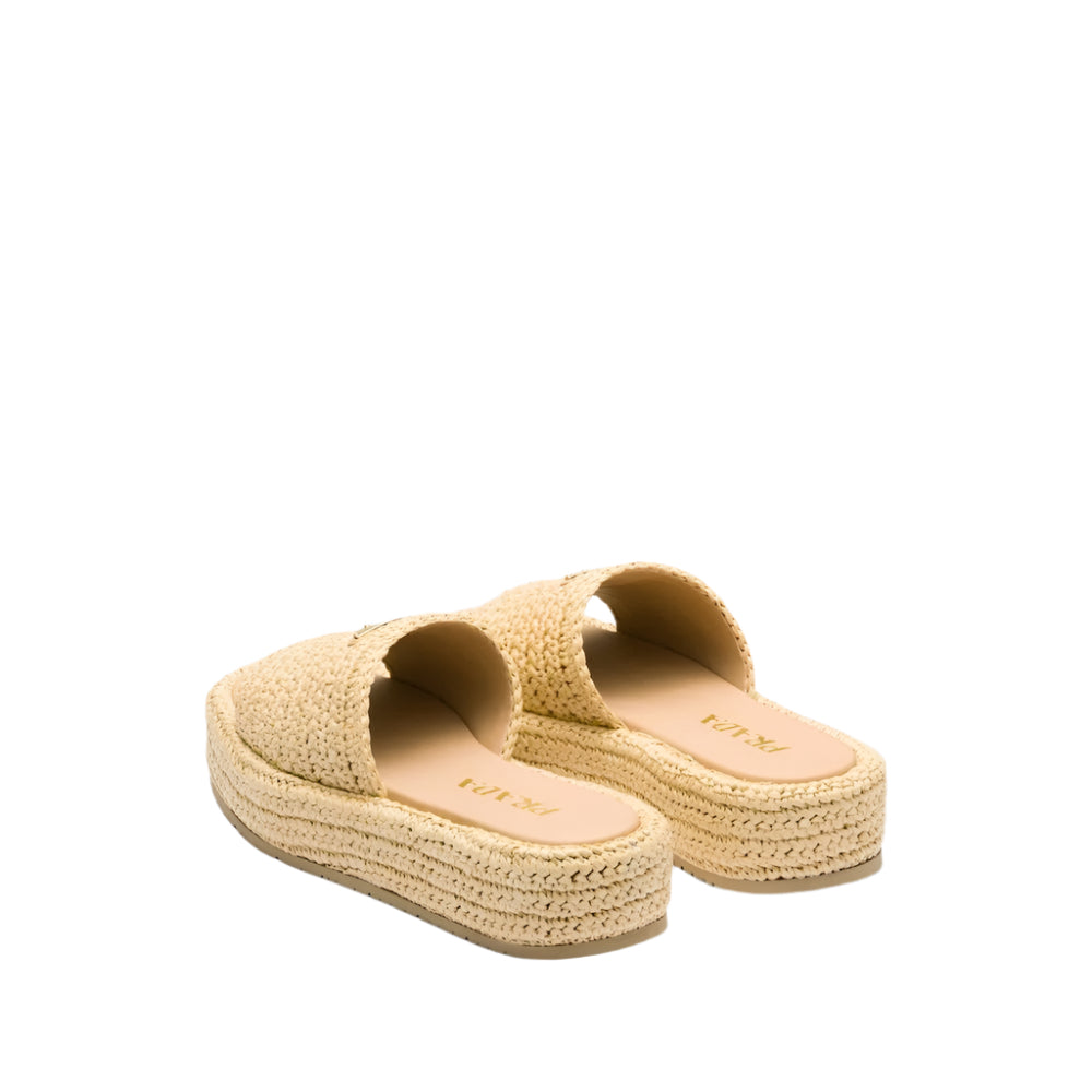 Prada Raffia Platform Slide Sandals