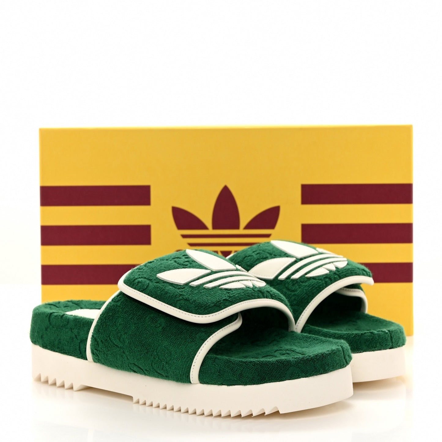 Gucci x Adidas Luxe Terry Monogram Slides